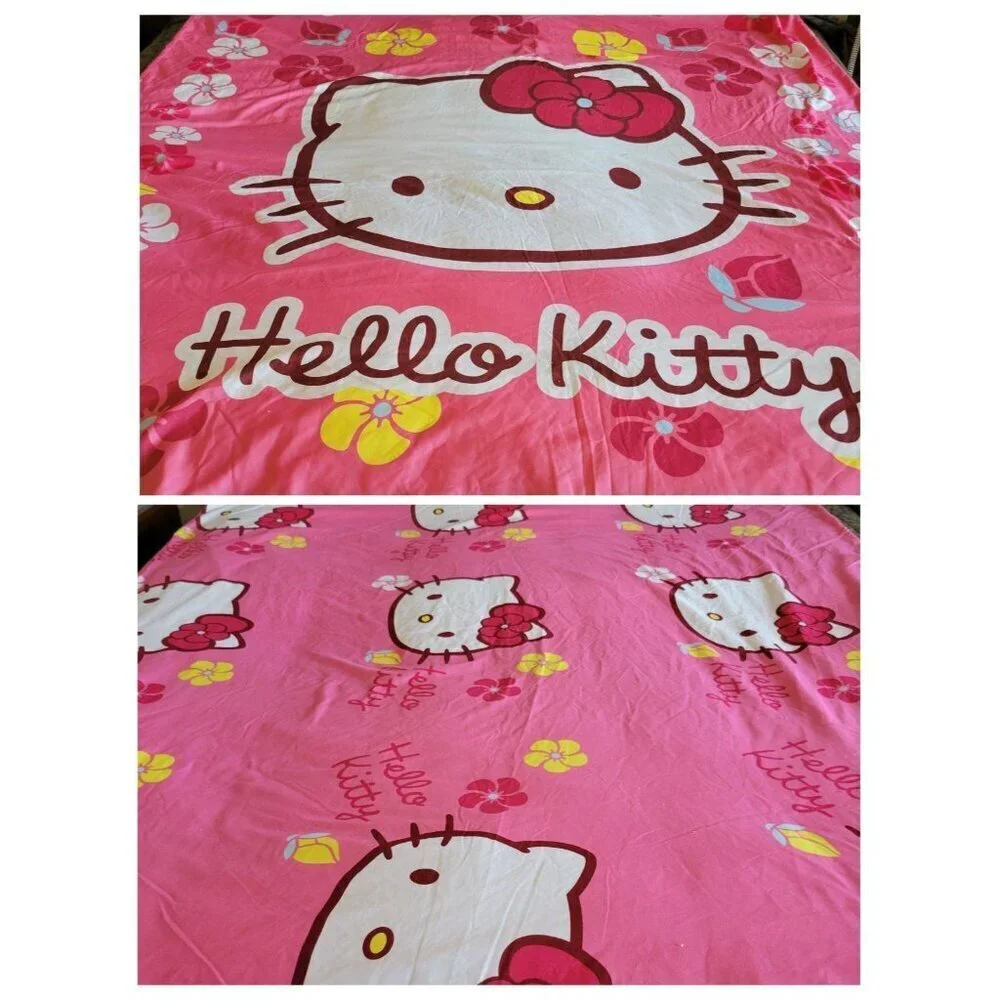 Hello Kitty Twin Duvet & Twin/Full Flat Sheet Set Pink Reversible